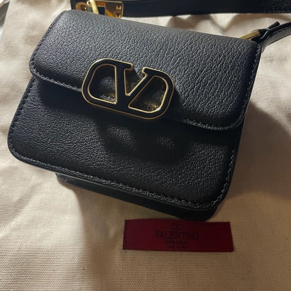 Valentino Black Crossbody Bag with Gold Logo